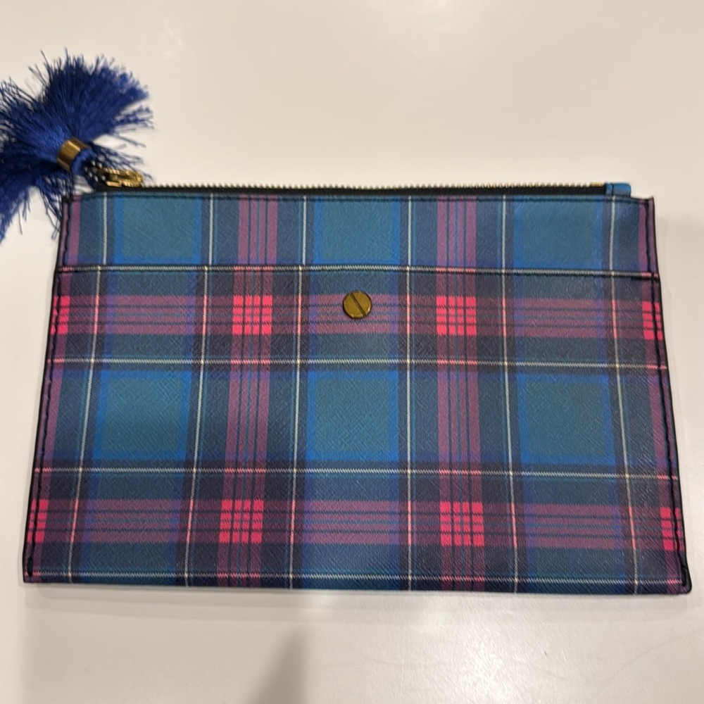 J Crew Medium Plaid Pouch
